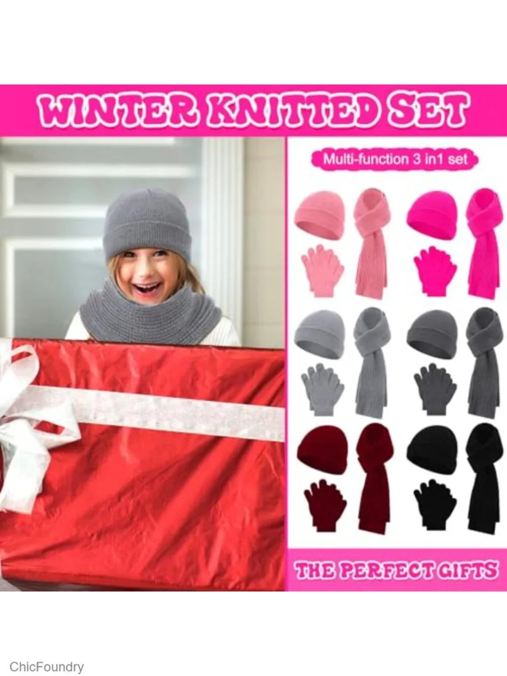 18-Piece Kids Winter Hat Gloves Scarf Set - Knit Beanie & Knitted Scarf Snow Set